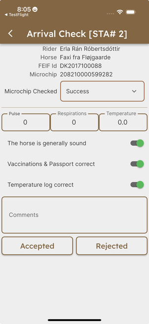Arrival check screenshot.