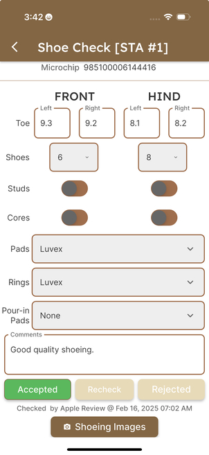 Shoe check example.